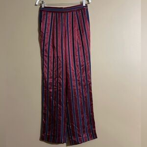 J. Crew Collection Burgundy and Navy Silk Striped Pants